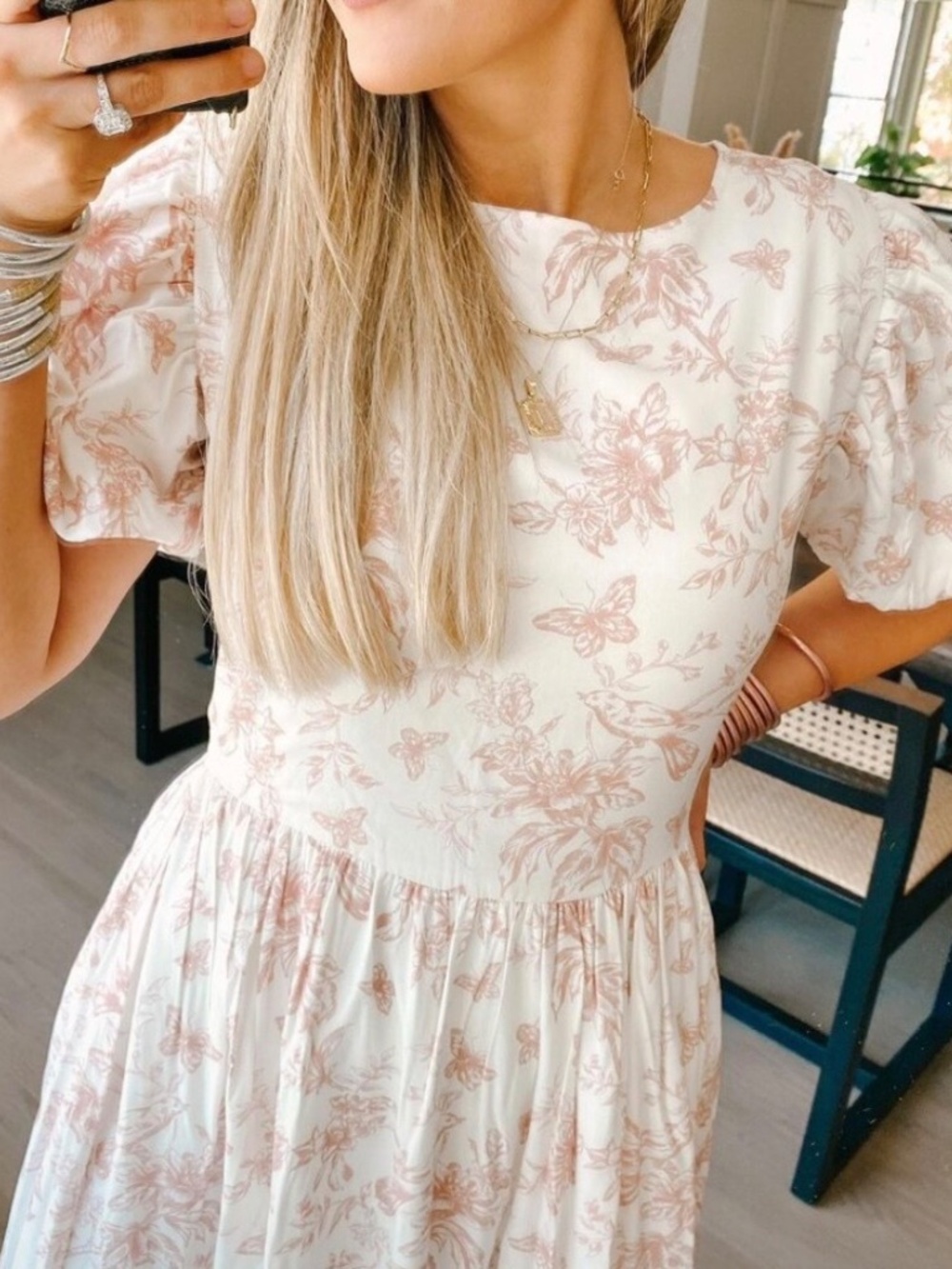 Ivy City Co. Odette Pink and cream midi/maxi dress; medium. - Picture 2 of 7